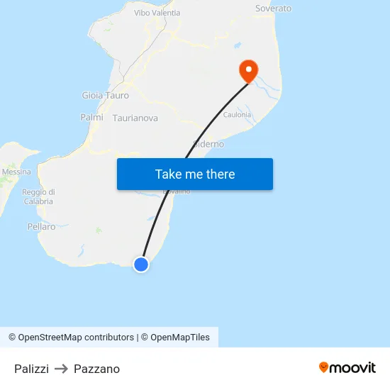 Palizzi to Pazzano map
