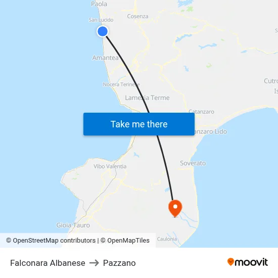 Falconara Albanese to Pazzano map