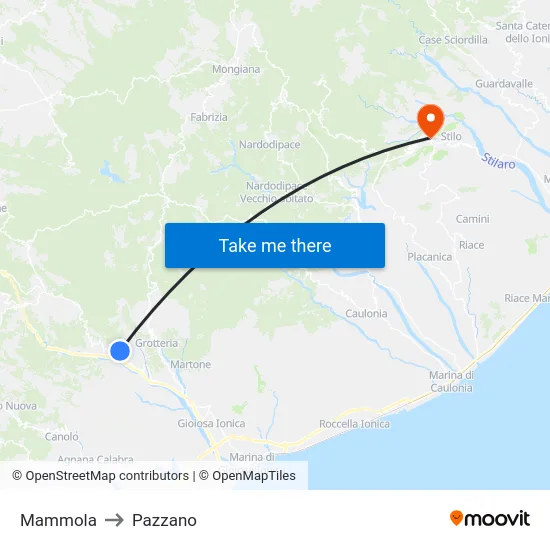 Mammola to Pazzano map