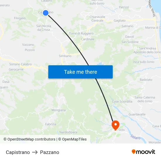 Capistrano to Pazzano map