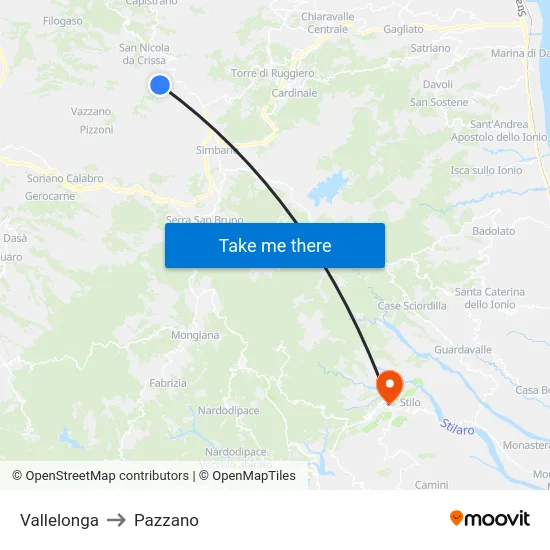 Vallelonga to Pazzano map