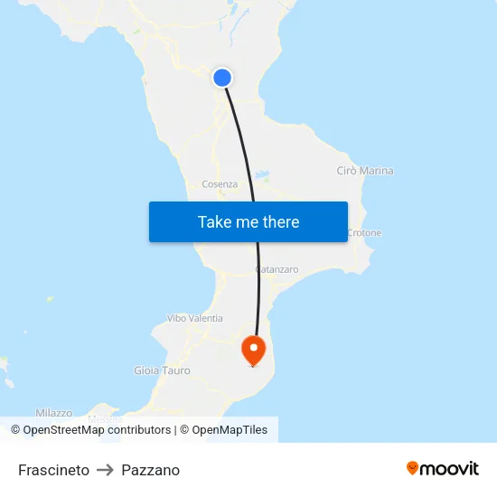 Frascineto to Pazzano map