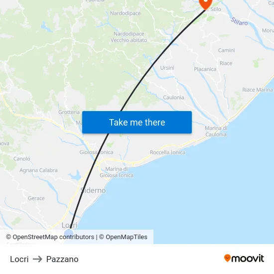 Locri to Pazzano map
