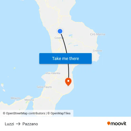 Luzzi to Pazzano map