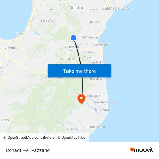 Cenadi to Pazzano map