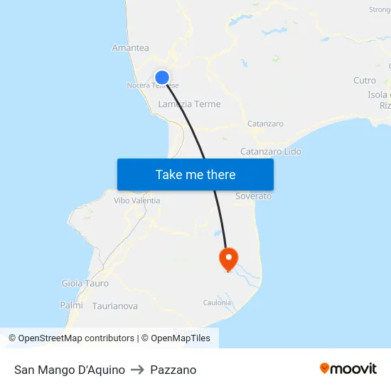 San Mango D'Aquino to Pazzano map