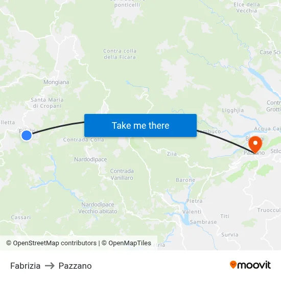 Fabrizia to Pazzano map