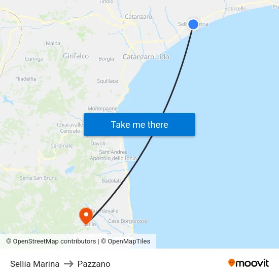 Sellia Marina to Pazzano map