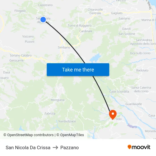 San Nicola Da Crissa to Pazzano map