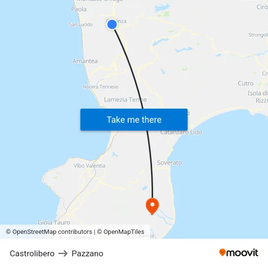 Castrolibero to Pazzano map