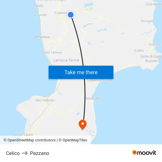 Celico to Pazzano map