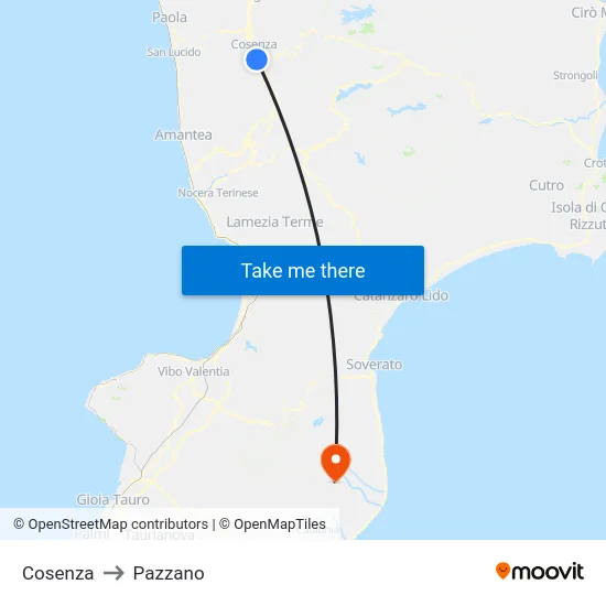 Cosenza to Pazzano map