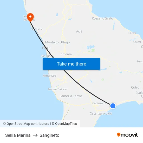 Sellia Marina to Sangineto map