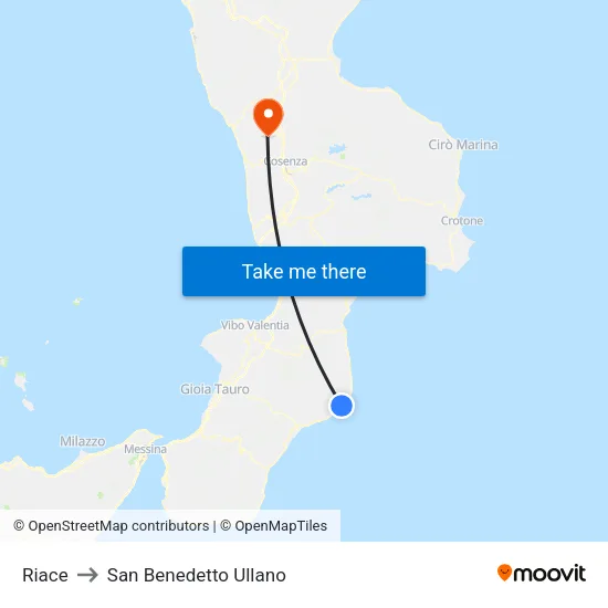 Riace to San Benedetto Ullano map