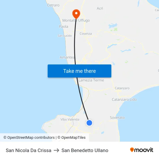 San Nicola Da Crissa to San Benedetto Ullano map