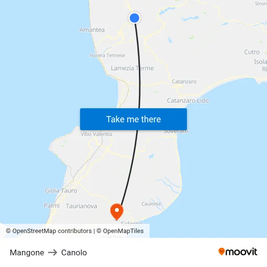 Mangone to Canolo map