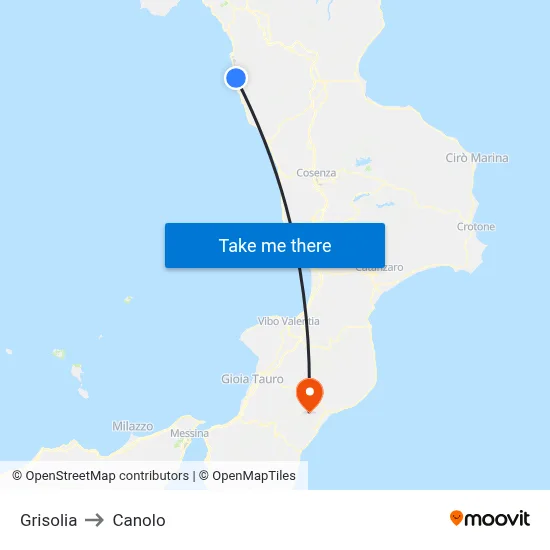 Grisolia to Canolo map