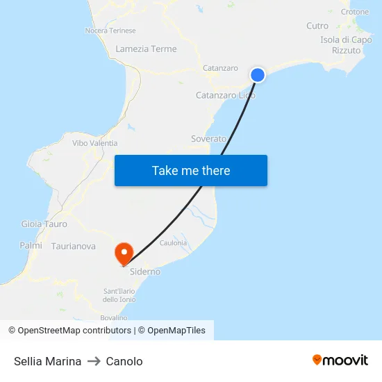 Sellia Marina to Canolo map