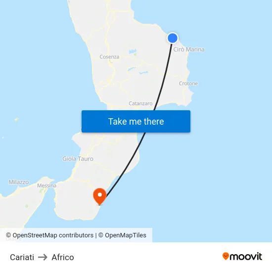 Cariati to Africo map
