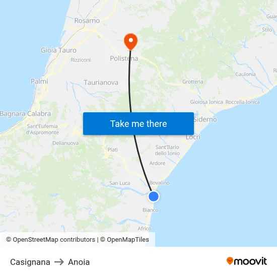 Casignana to Anoia map