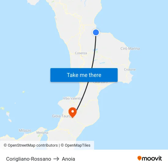 Corigliano-Rossano to Anoia map