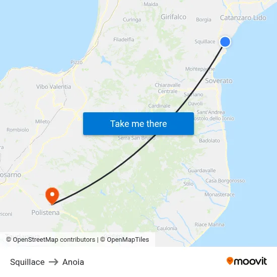 Squillace to Anoia map