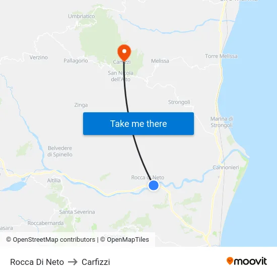 Rocca Di Neto to Carfizzi map