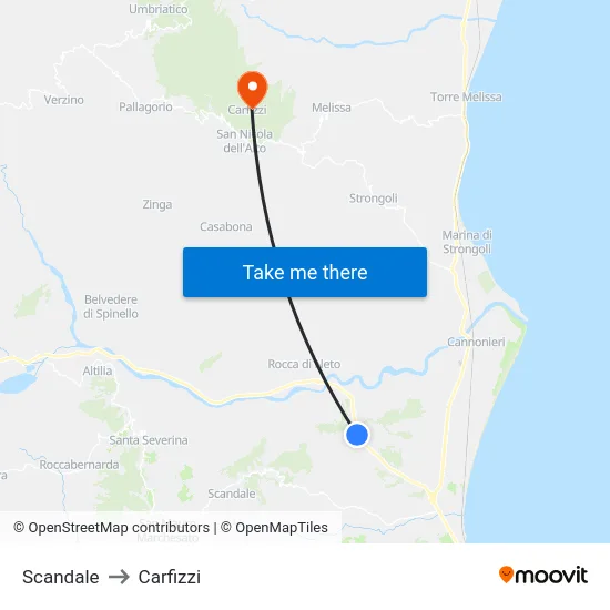 Scandale to Carfizzi map