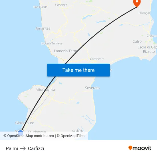 Palmi to Carfizzi map