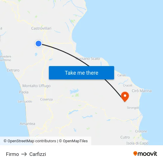 Firmo to Carfizzi map