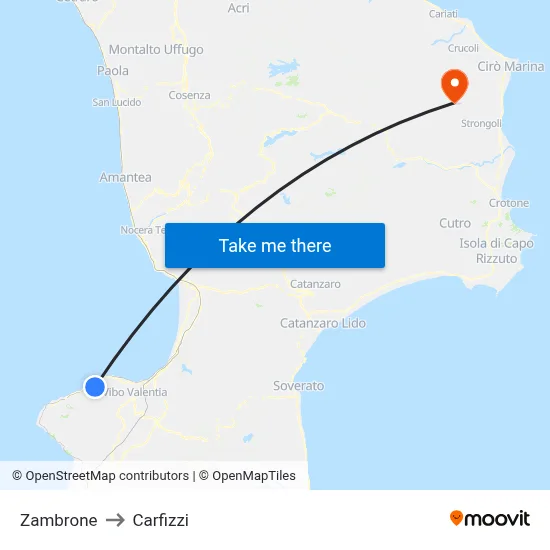 Zambrone to Carfizzi map