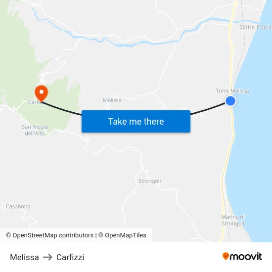 Melissa to Carfizzi map