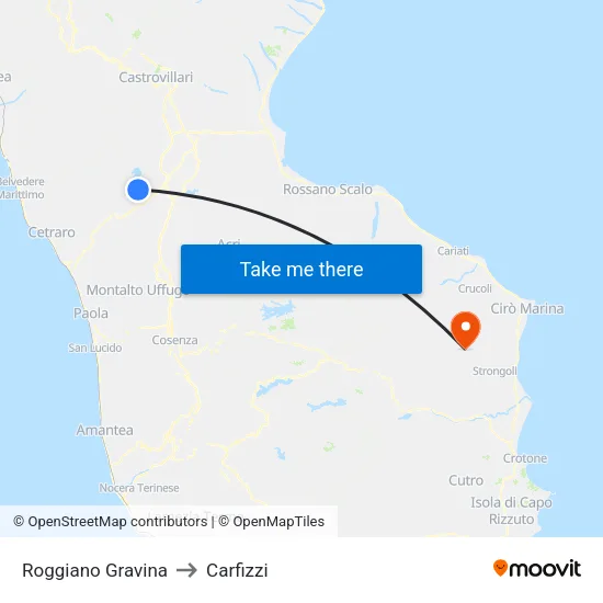 Roggiano Gravina to Carfizzi map