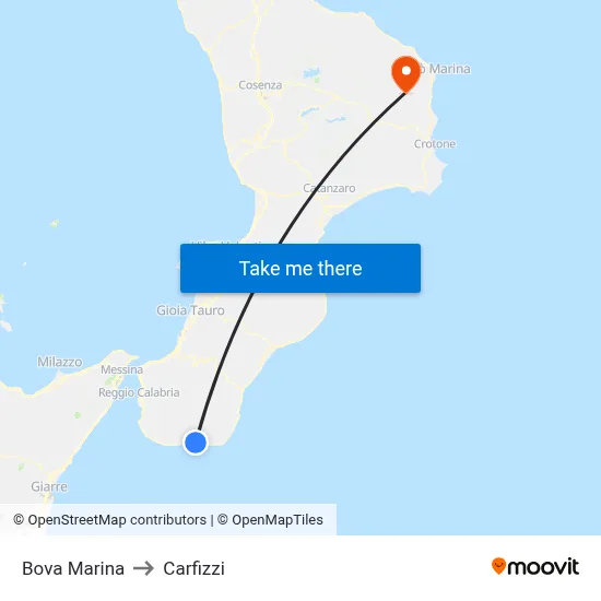 Bova Marina to Carfizzi map