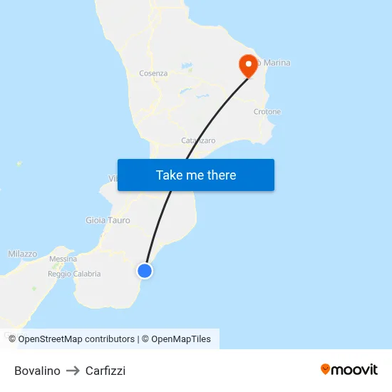 Bovalino to Carfizzi map