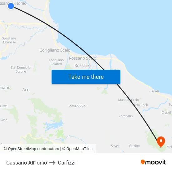 Cassano All'Ionio to Carfizzi map