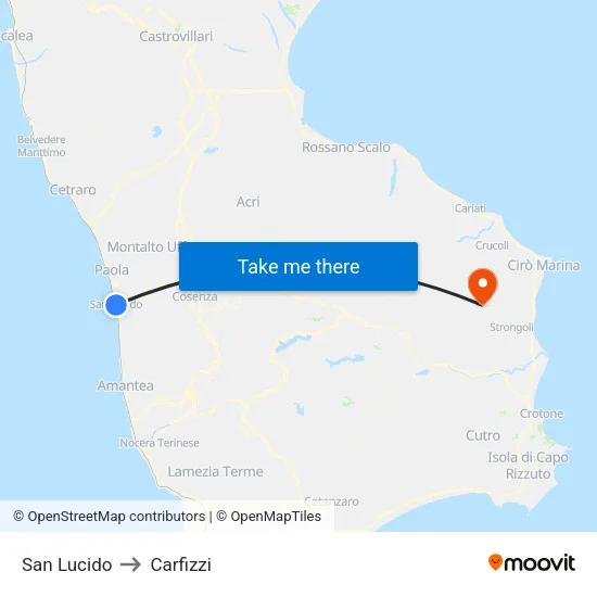 San Lucido to Carfizzi map