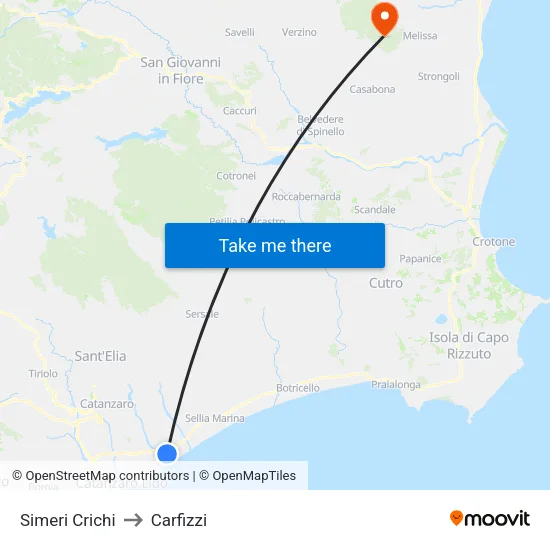 Simeri Crichi to Carfizzi map