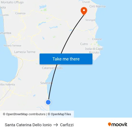 Santa Caterina Dello Ionio to Carfizzi map