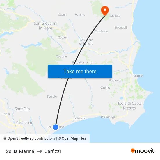 Sellia Marina to Carfizzi map