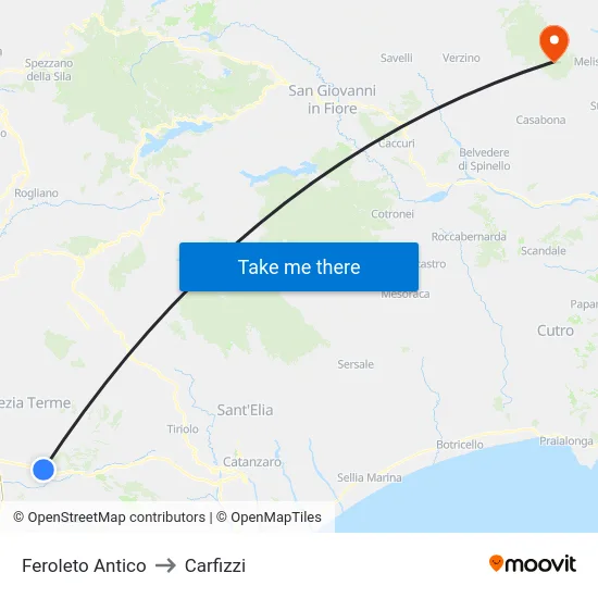 Feroleto Antico to Carfizzi map