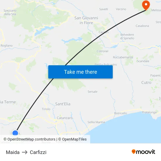 Maida to Carfizzi map