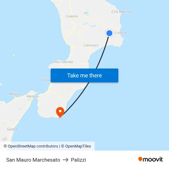 San Mauro Marchesato to Palizzi map