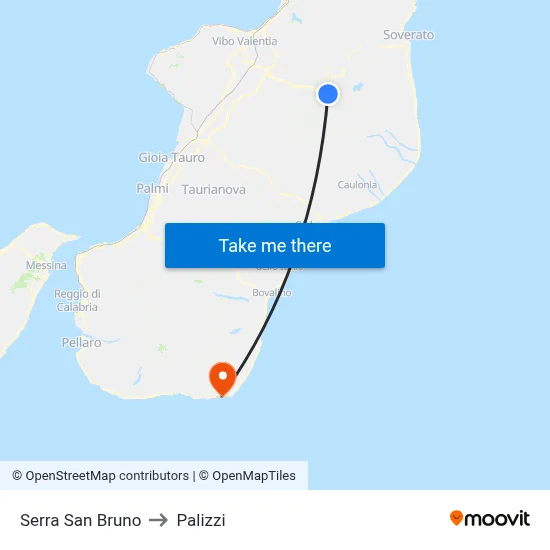 Serra San Bruno to Palizzi map
