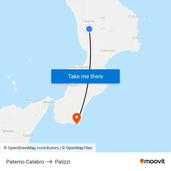 Paterno Calabro to Palizzi map