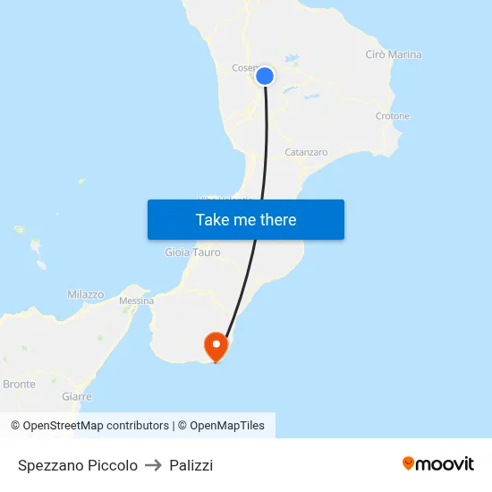 Spezzano Piccolo to Palizzi map