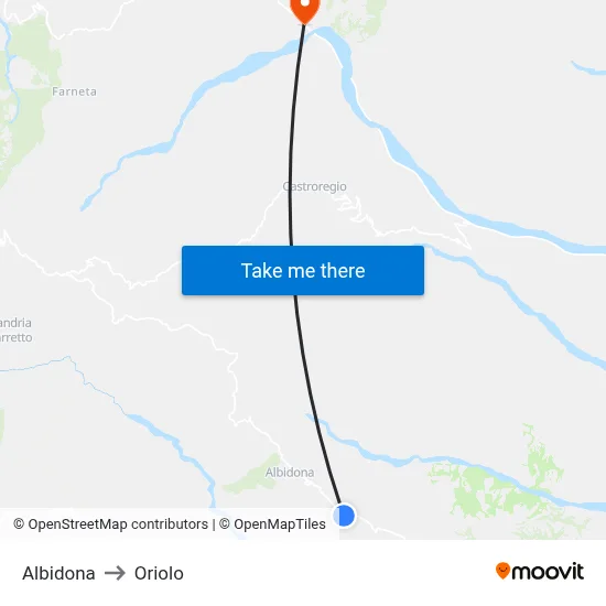Albidona to Oriolo map