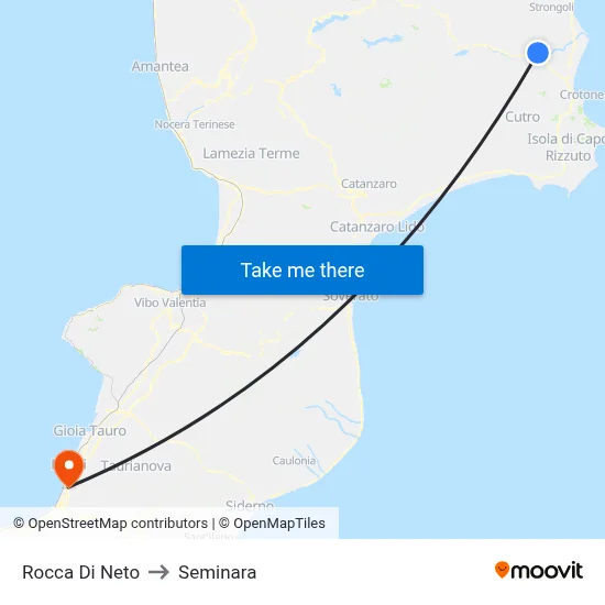 Rocca Di Neto to Seminara map