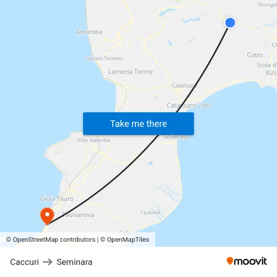 Caccuri to Seminara map