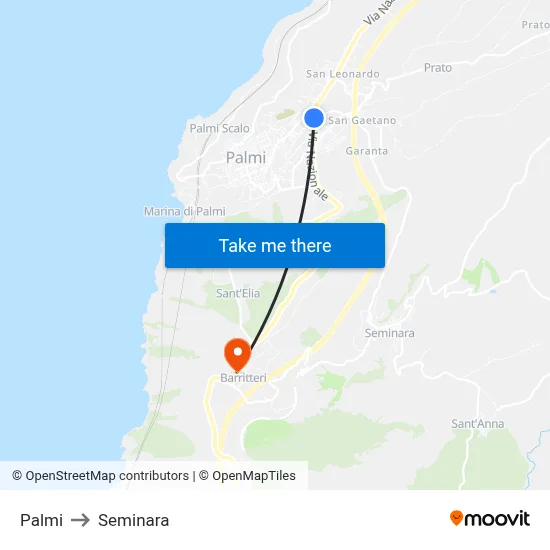 Palmi to Seminara map